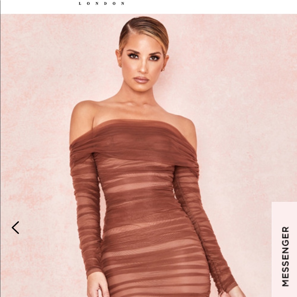 House of Cb Anais brown ruched dress Sz XS
